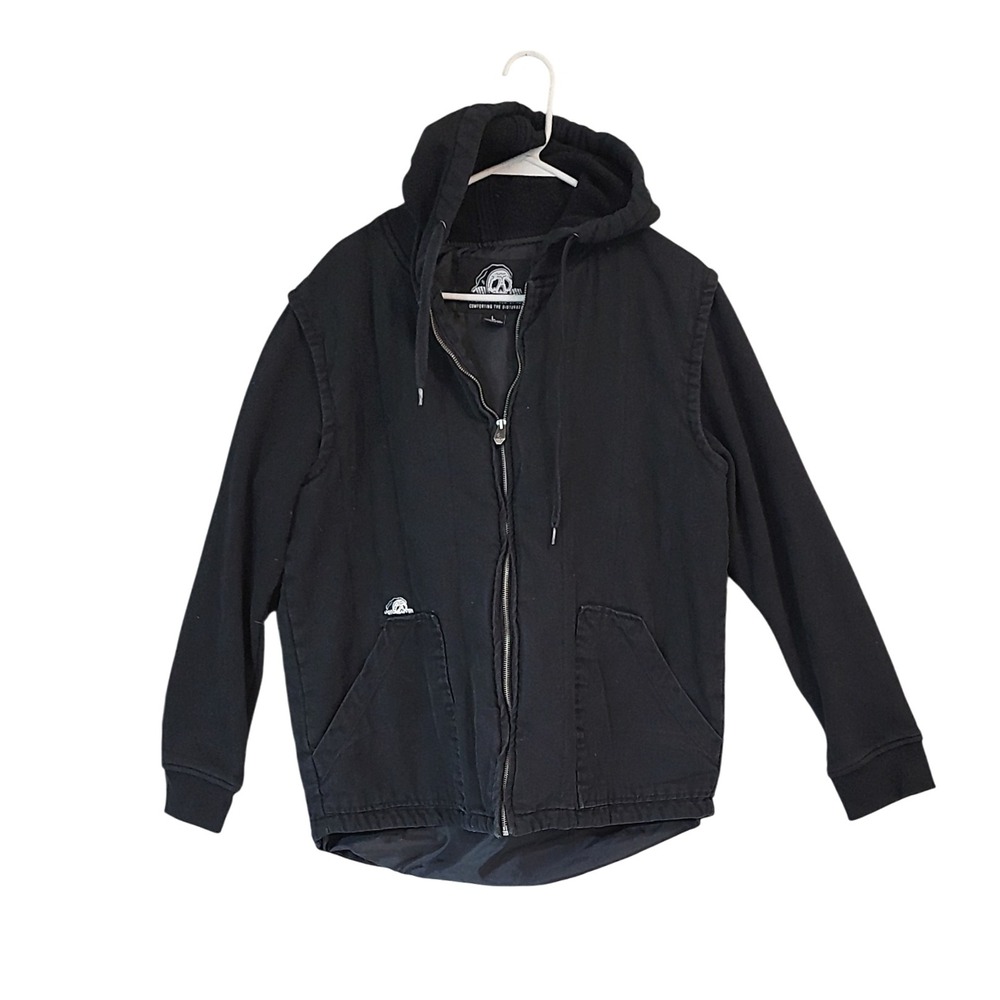 Disturbing‎ The Comfortable Black Hoodie Jacket Zip Up Mens Large